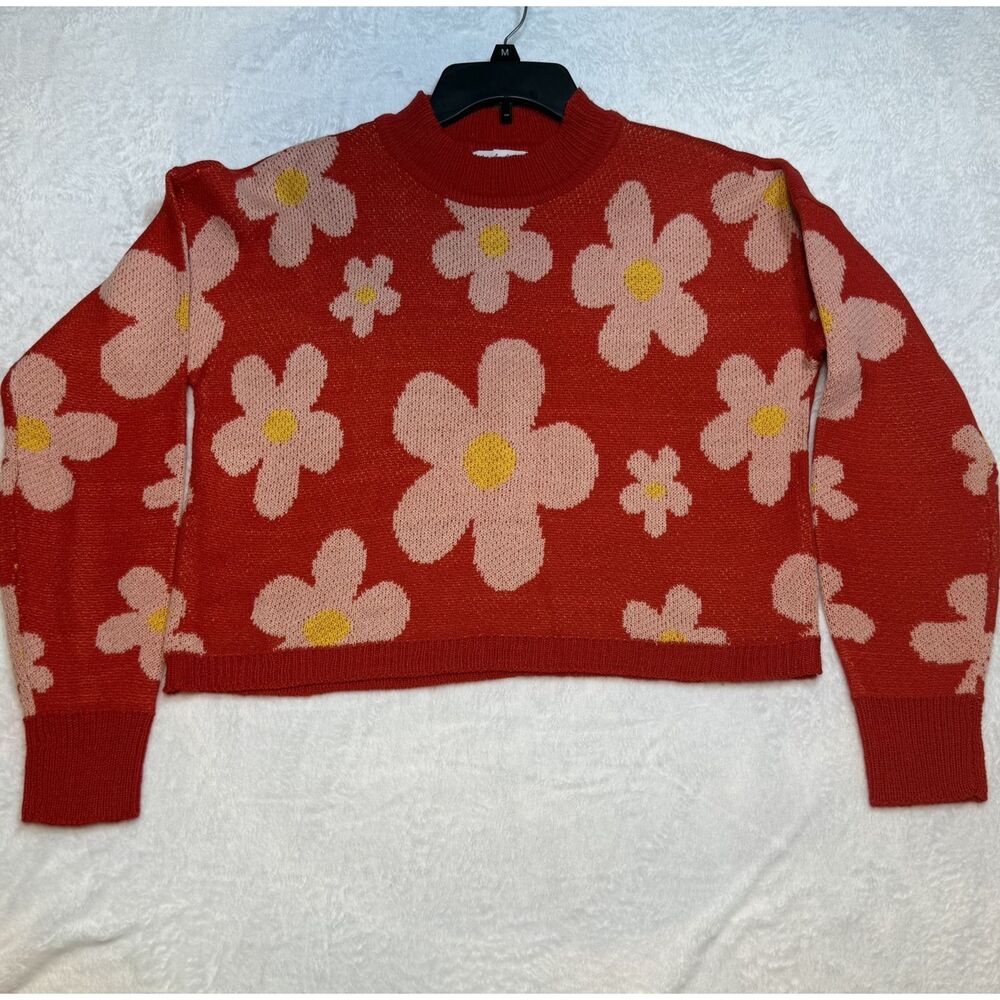 NWT Derek & Heart Red floral sweater Junior Medium